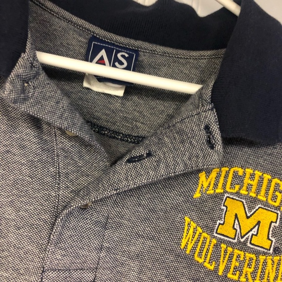 SA Sports Gray Navy Michigan Wolverines Polo Shirt NCAA XL Vintage - Picture 3 of 4